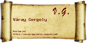 Váray Gergely névjegykártya