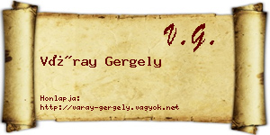 Váray Gergely névjegykártya